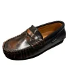 Atlanta Mocassin Boy's & Girl's Brown Polished Moccasin Penny Loafer Online