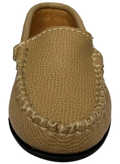 Atlanta Mocassin Boy's & Girl's Originals 015 Plain Vamp Loafers - Beige Little Grainy Outlet