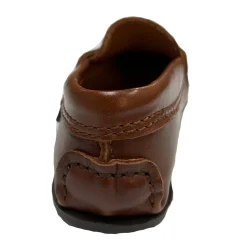 Atlanta Mocassin Boy's and Girl's Penny Loafer Leather Loafers, Camel Sierra Antik Clearance