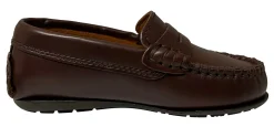 Atlanta Mocassin Boy's and Girl's Smooth Leather Penny Loafers, Brown Sierra Antik Best