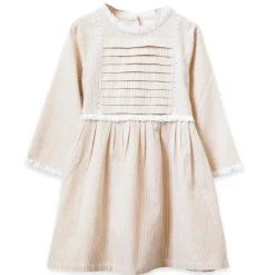 Beet World Lulu Dress, Oatmeal Stripe Clearance