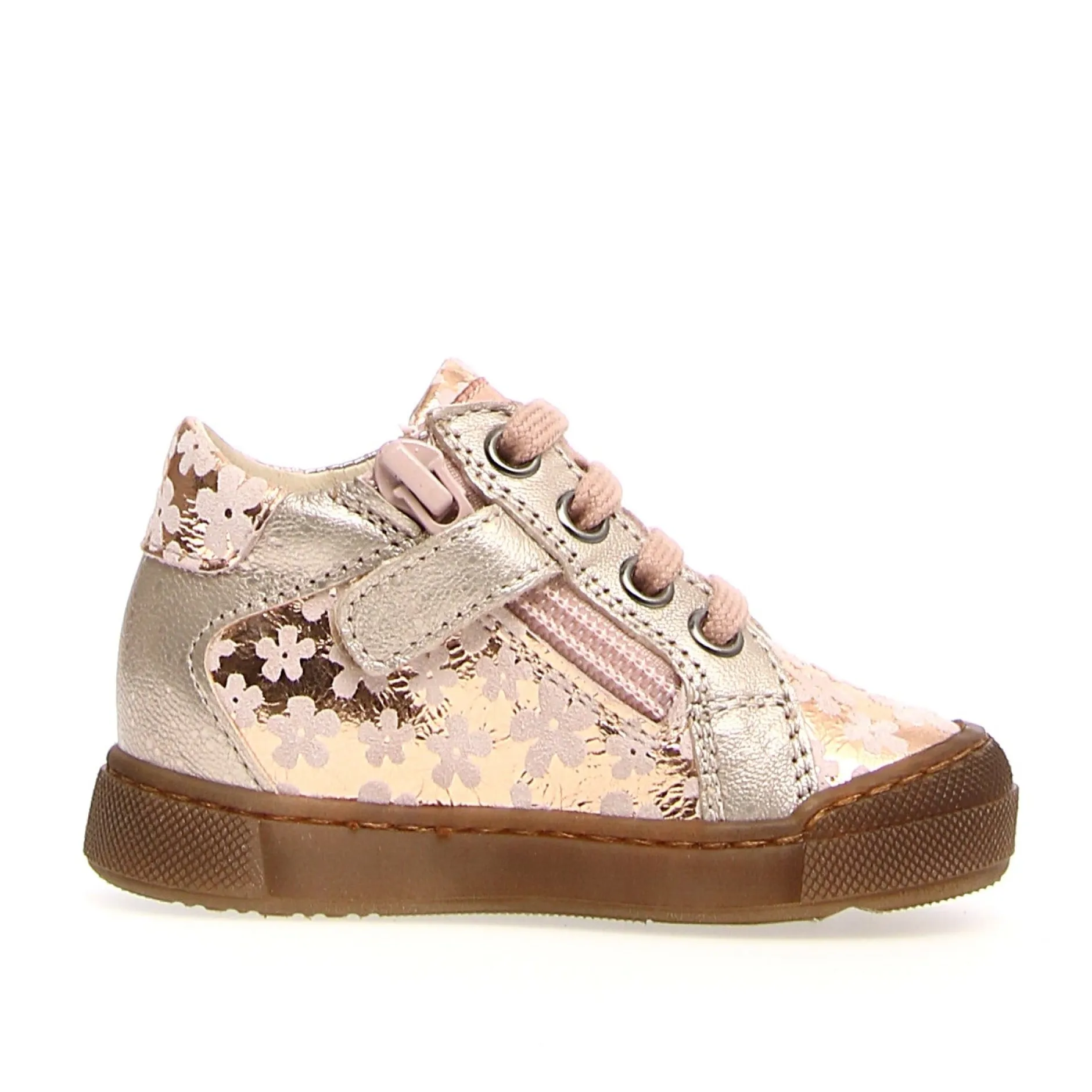 Falcotto Girl's Metallic Pebbled Patiula Zip Sneakers, Pink-Nut Hot