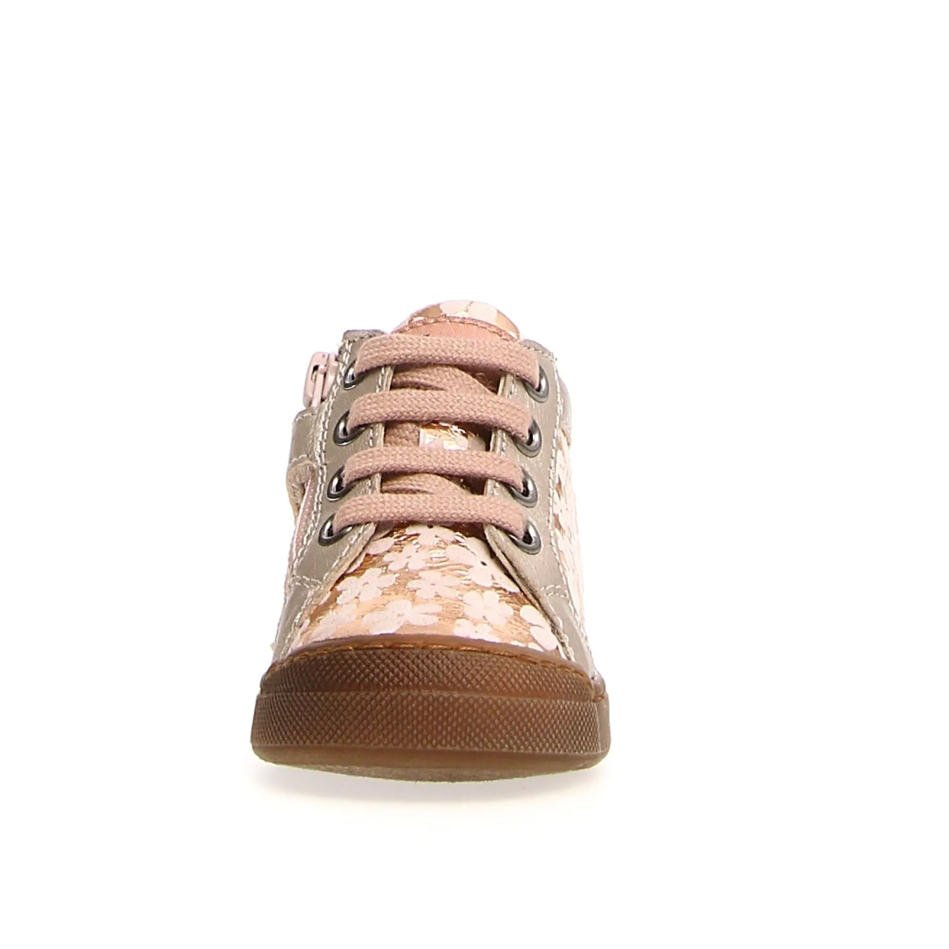 Falcotto Girl's Metallic Pebbled Patiula Zip Sneakers, Pink-Nut Hot