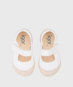 Igor Girl's Lona Mercedes Shoes - Blanco Outlet