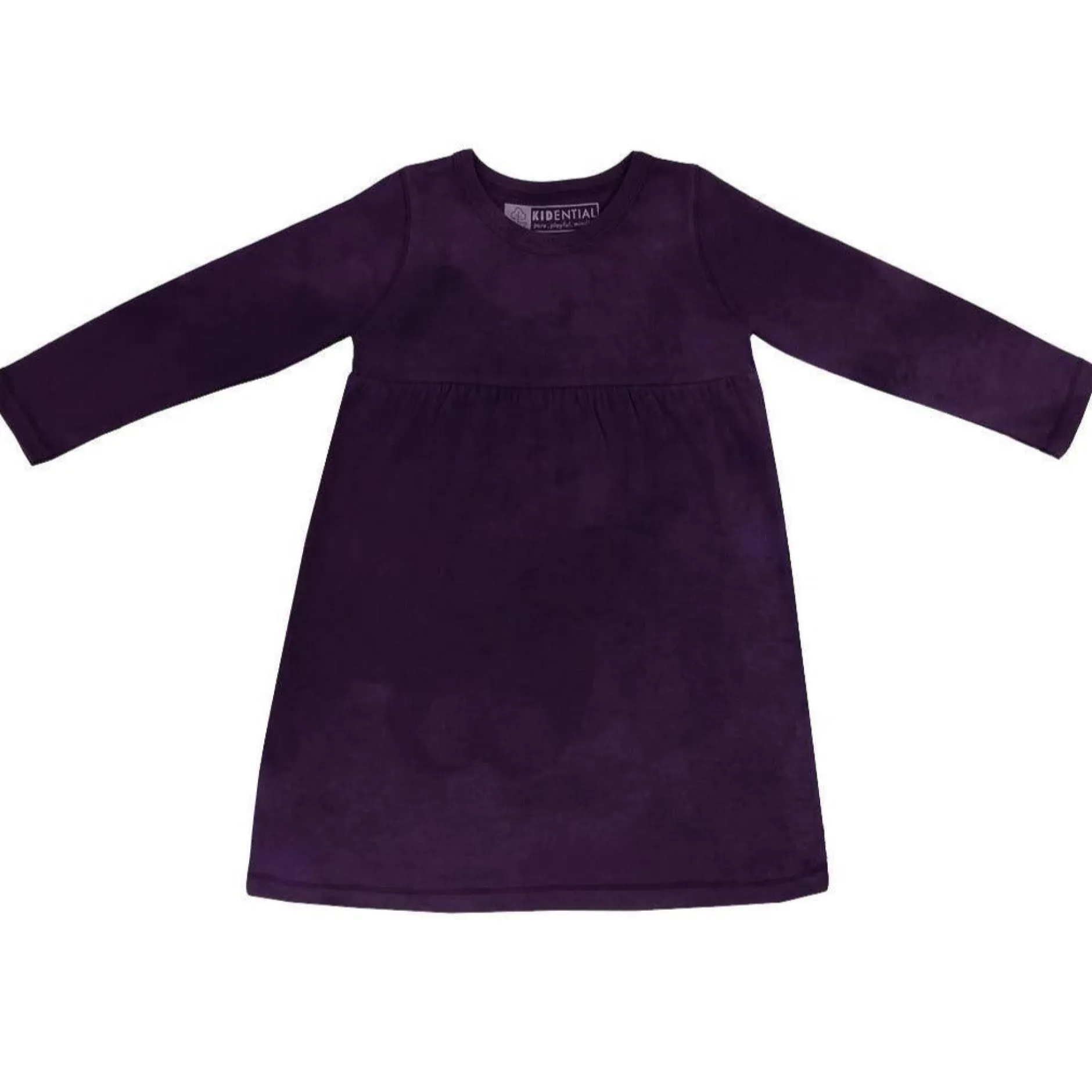 Kidential Natural Dye Long Sleeve Knit Dress, Eggplant Fashion