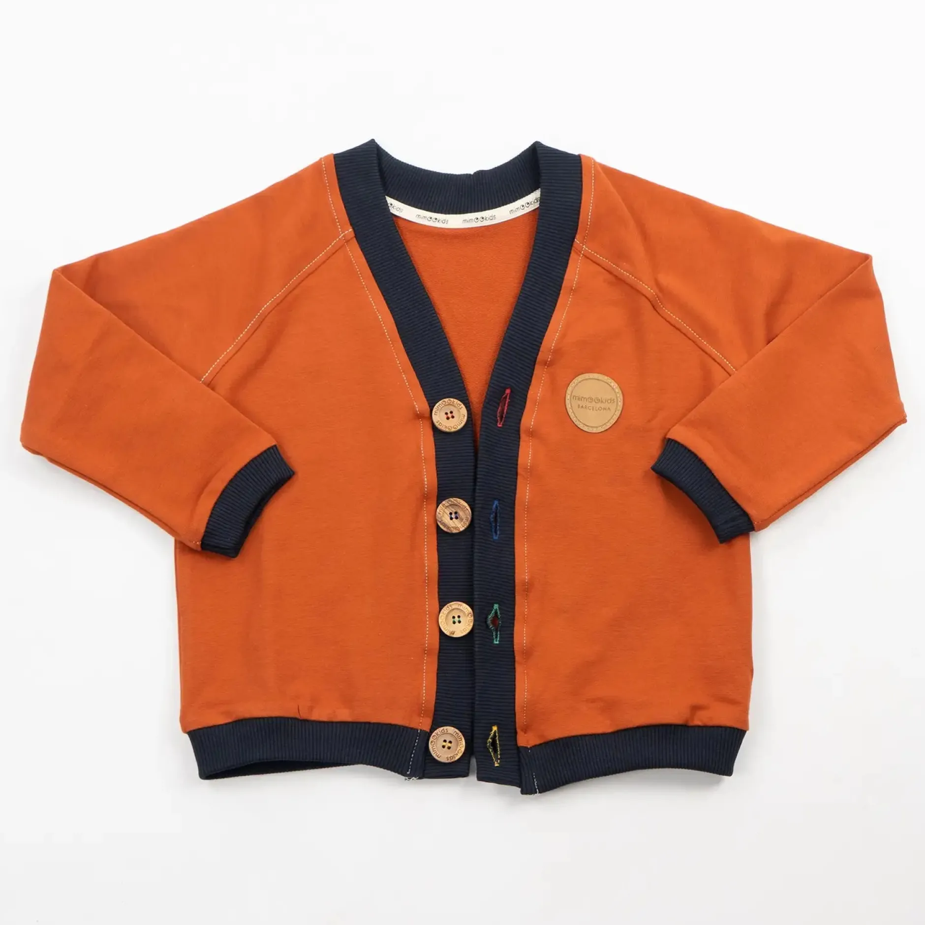 mimOOkids Barcelona Close-Me Cardigan Organic Cotton, Cinnamon-Navy Fashion