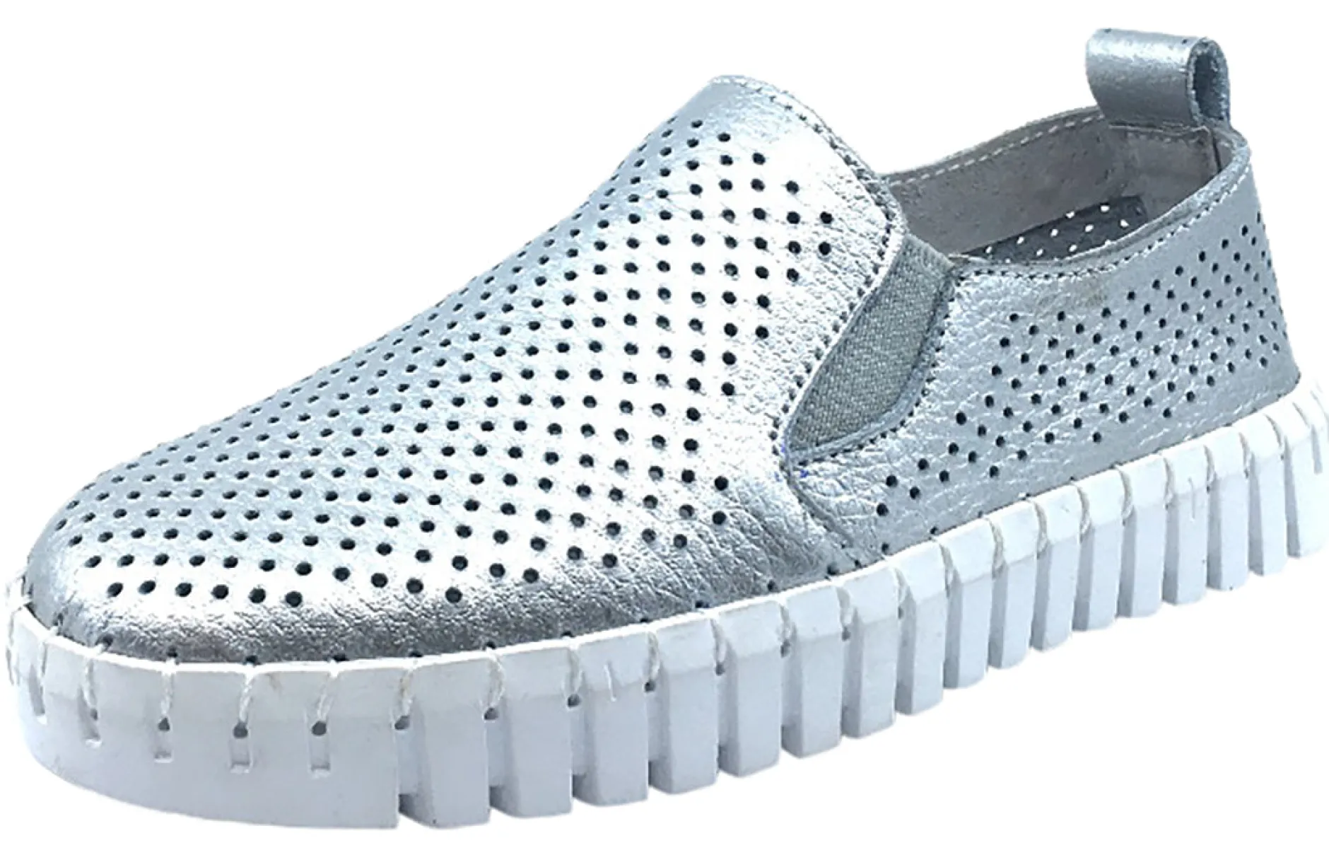 My Brooklyn Girl's Silver Leather Coney Island Sneaker Outlet