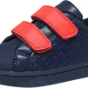 My Brooklyn The Original Boy's and Girl's Sneaker in Navy Blue with Red Double Straps New