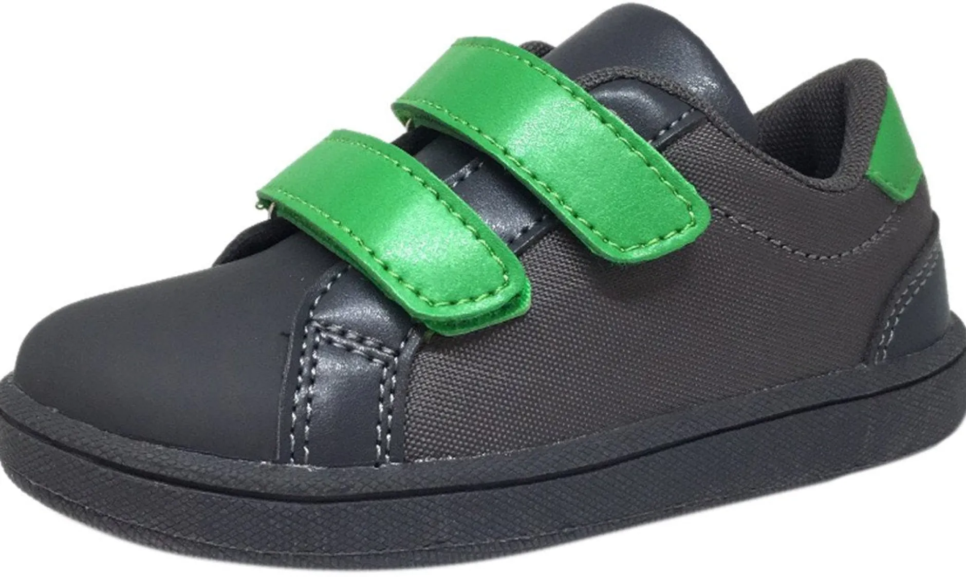 My Brooklyn The Original Boy's and Girl's Sneaker in Grey with Green Double Straps Sale