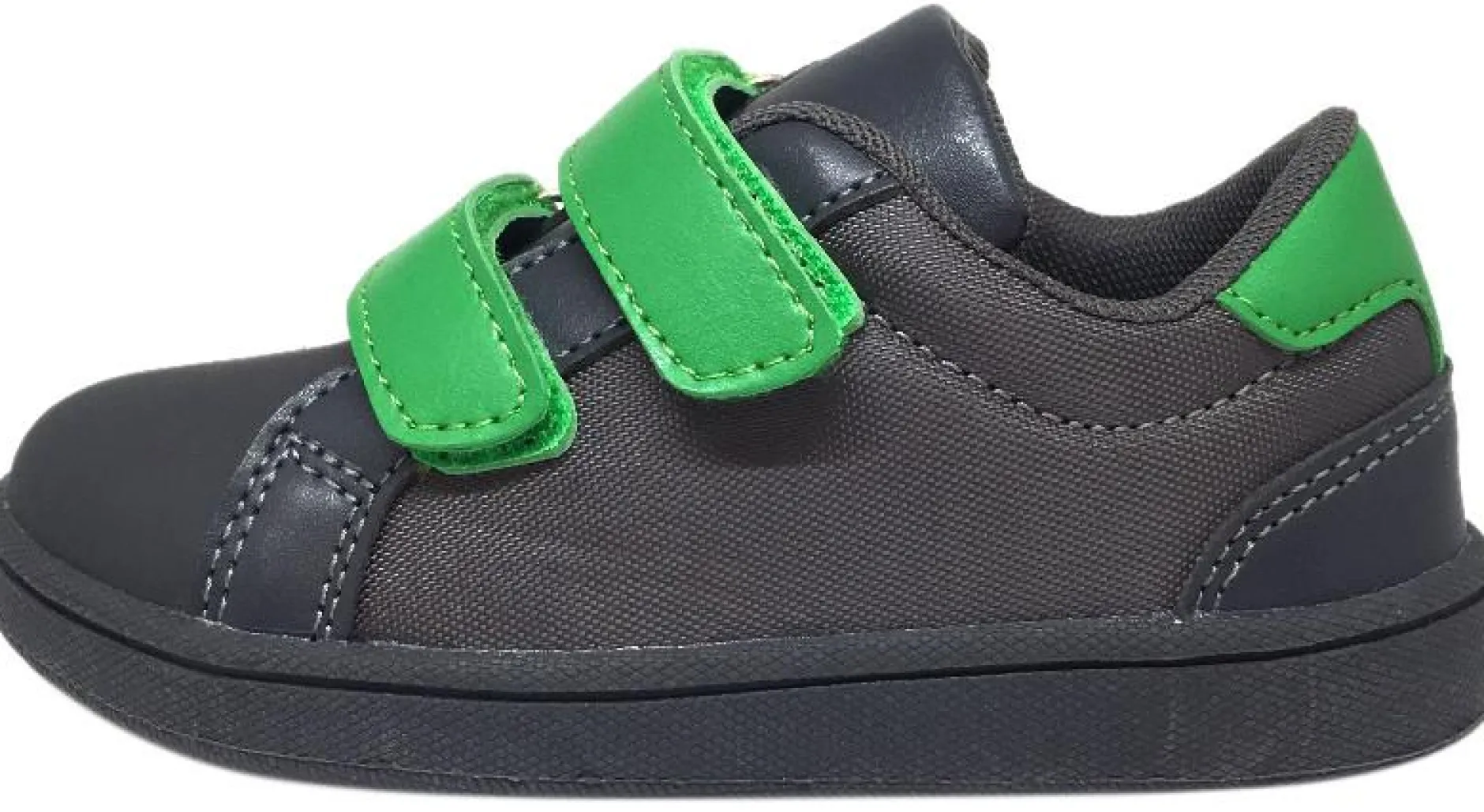 My Brooklyn The Original Boy's and Girl's Sneaker in Grey with Green Double Straps Sale