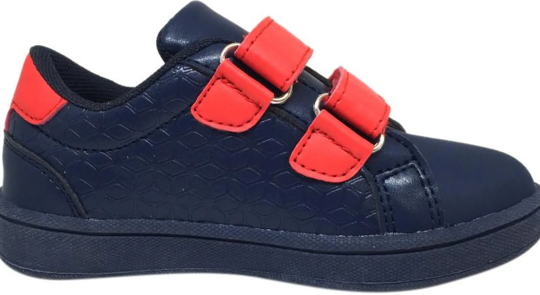 My Brooklyn The Original Boy's and Girl's Sneaker in Navy Blue with Red Double Straps New
