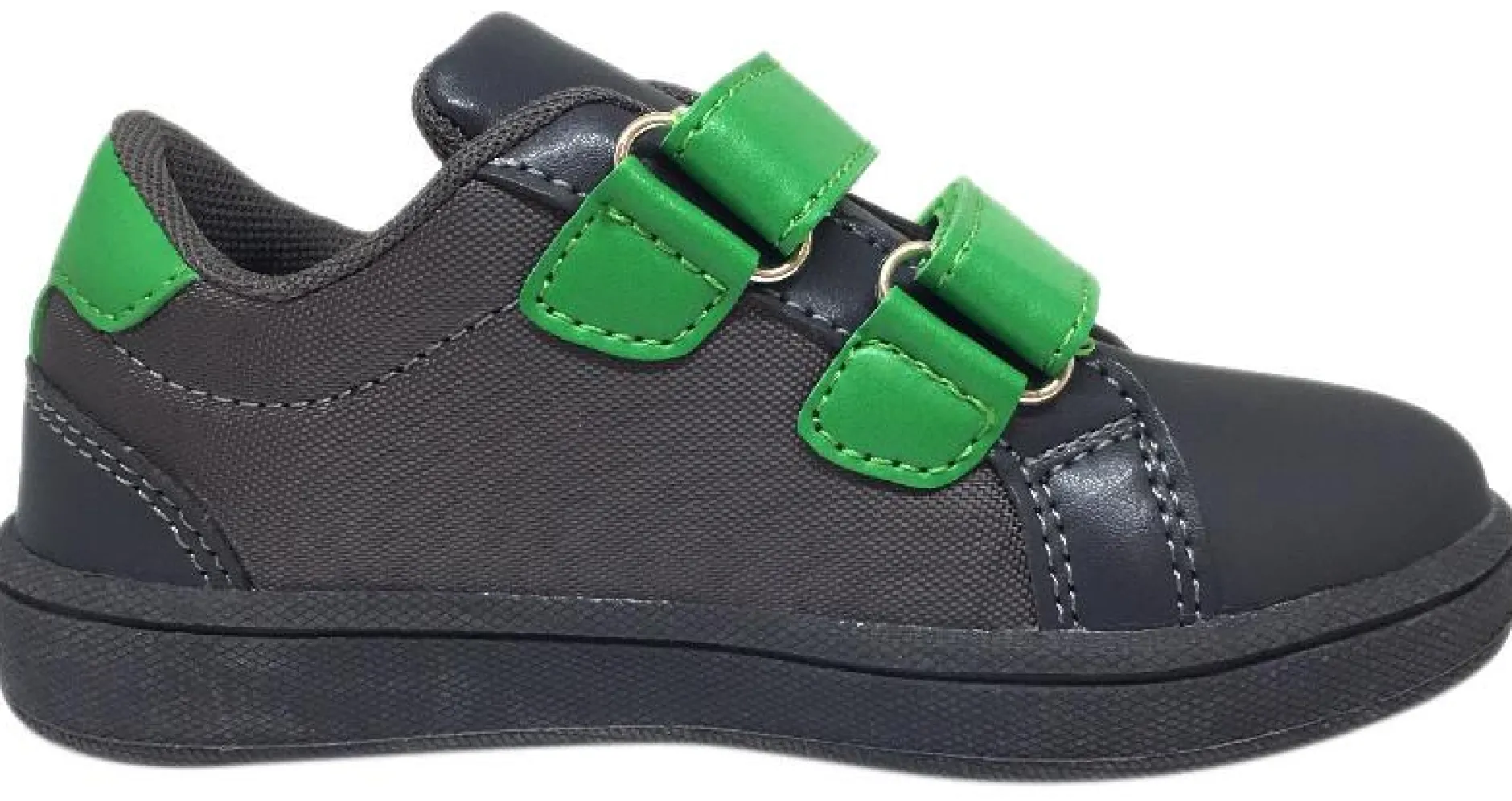 My Brooklyn The Original Boy's and Girl's Sneaker in Grey with Green Double Straps Sale