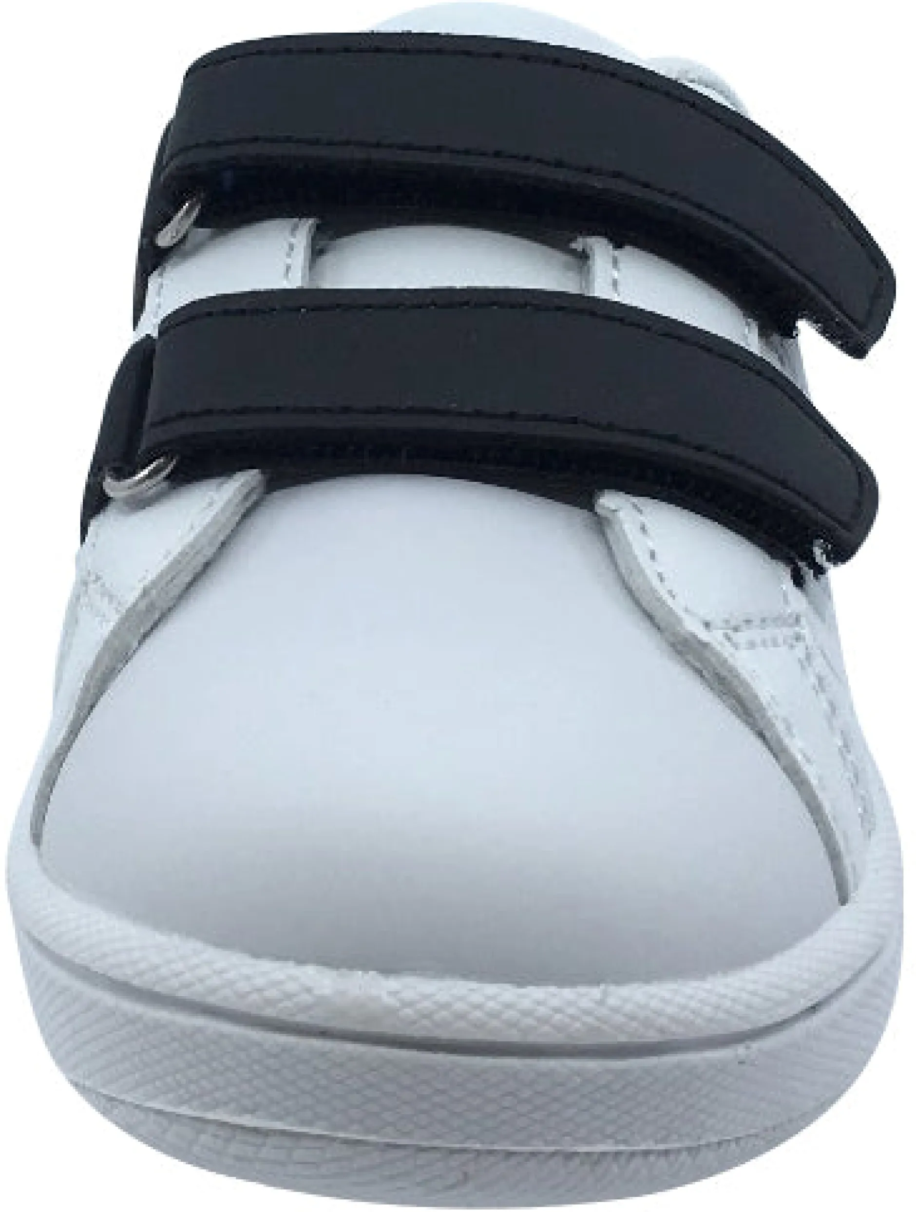 My Brooklyn The Original Boy's and Girl's Sneaker in White with Black Double Straps Discount