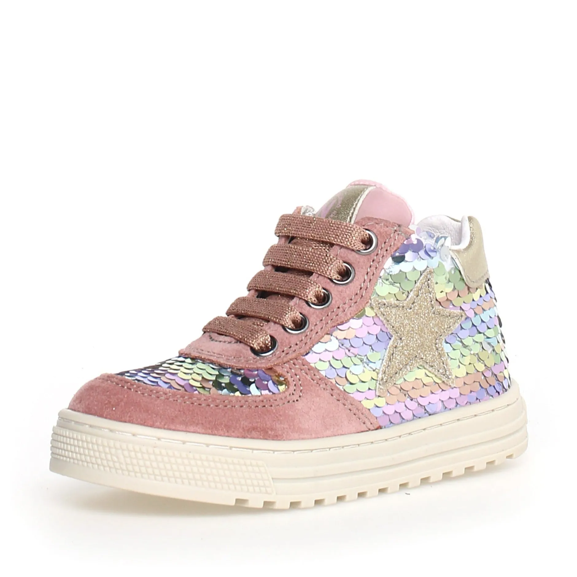 Naturino Girl's Hess High Zip Sneakers, Rose-Multi Fashion