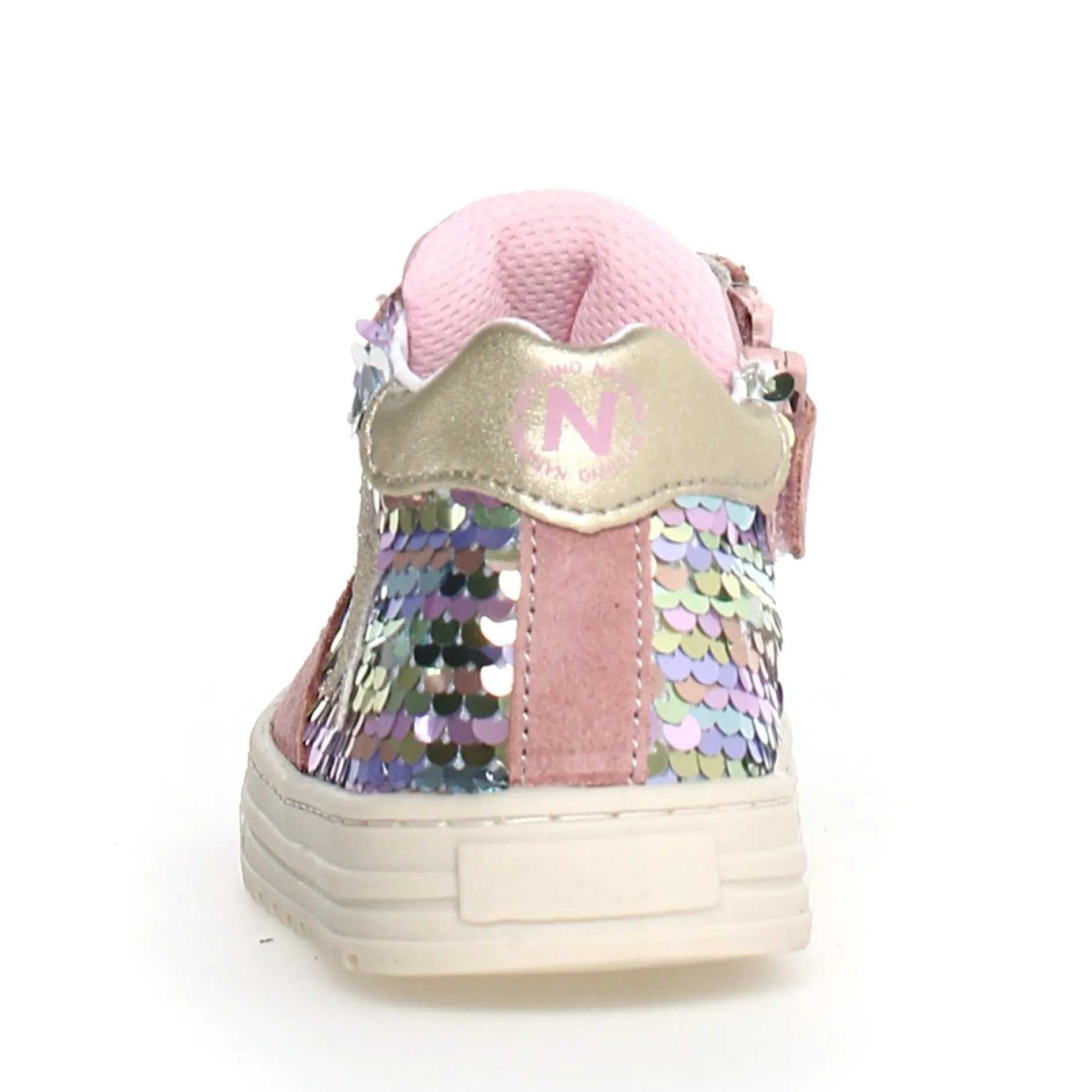 Naturino Girl's Hess High Zip Sneakers, Rose-Multi Fashion