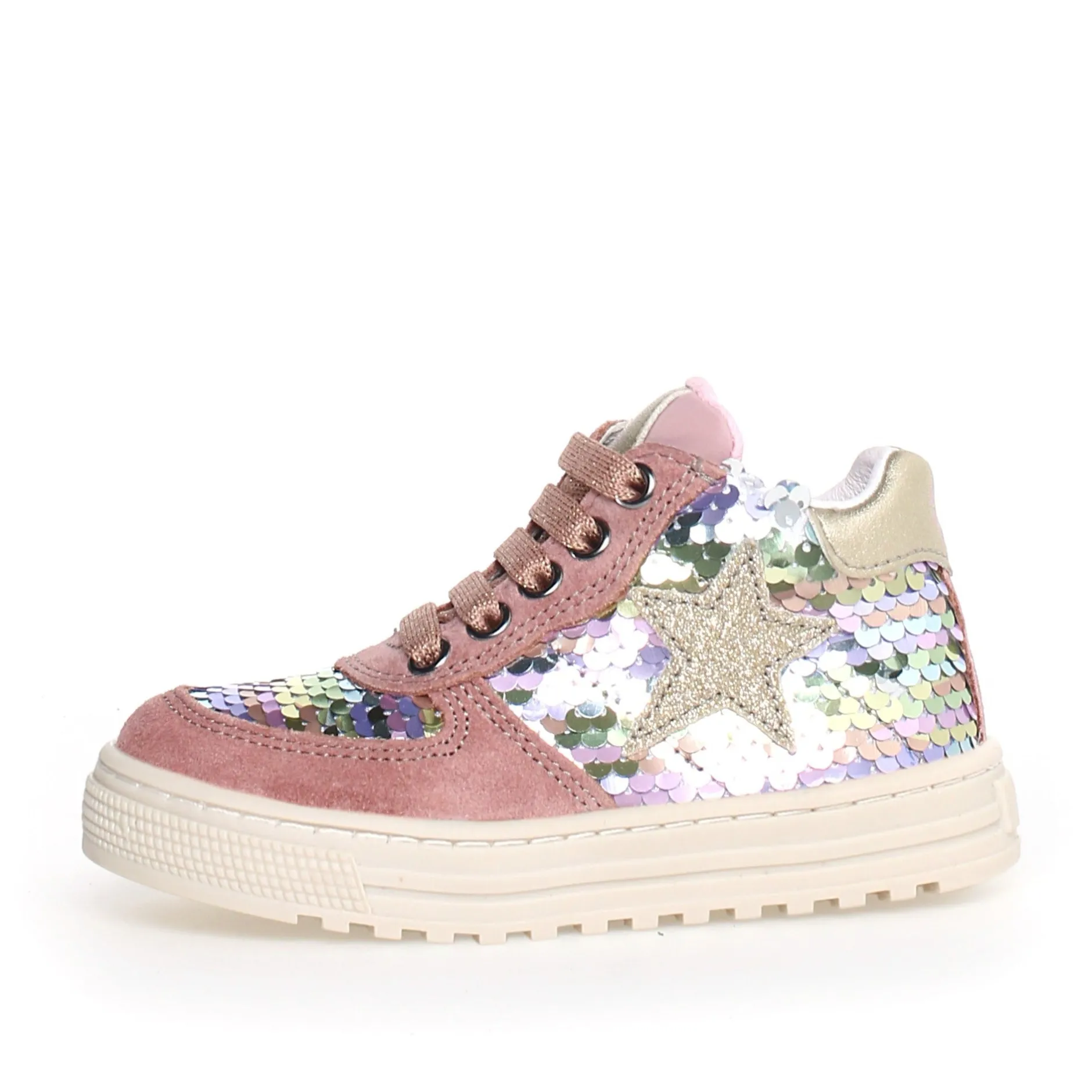 Naturino Girl's Hess High Zip Sneakers, Rose-Multi Fashion