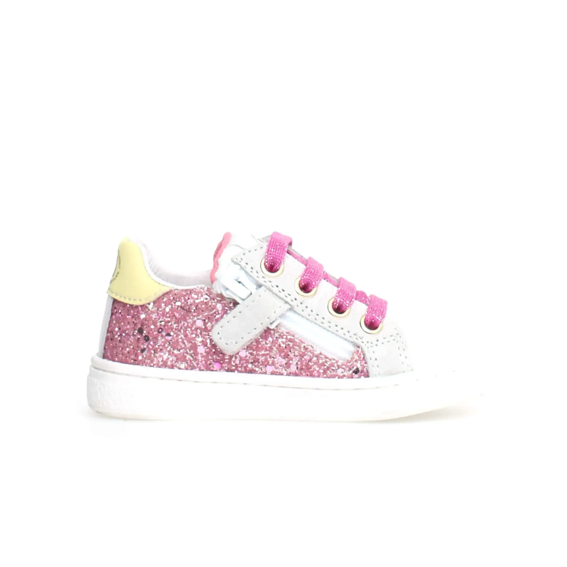 Naturino Girl's Pinn Zip Casual Shoes - White/Fuchsia/Paglia Best