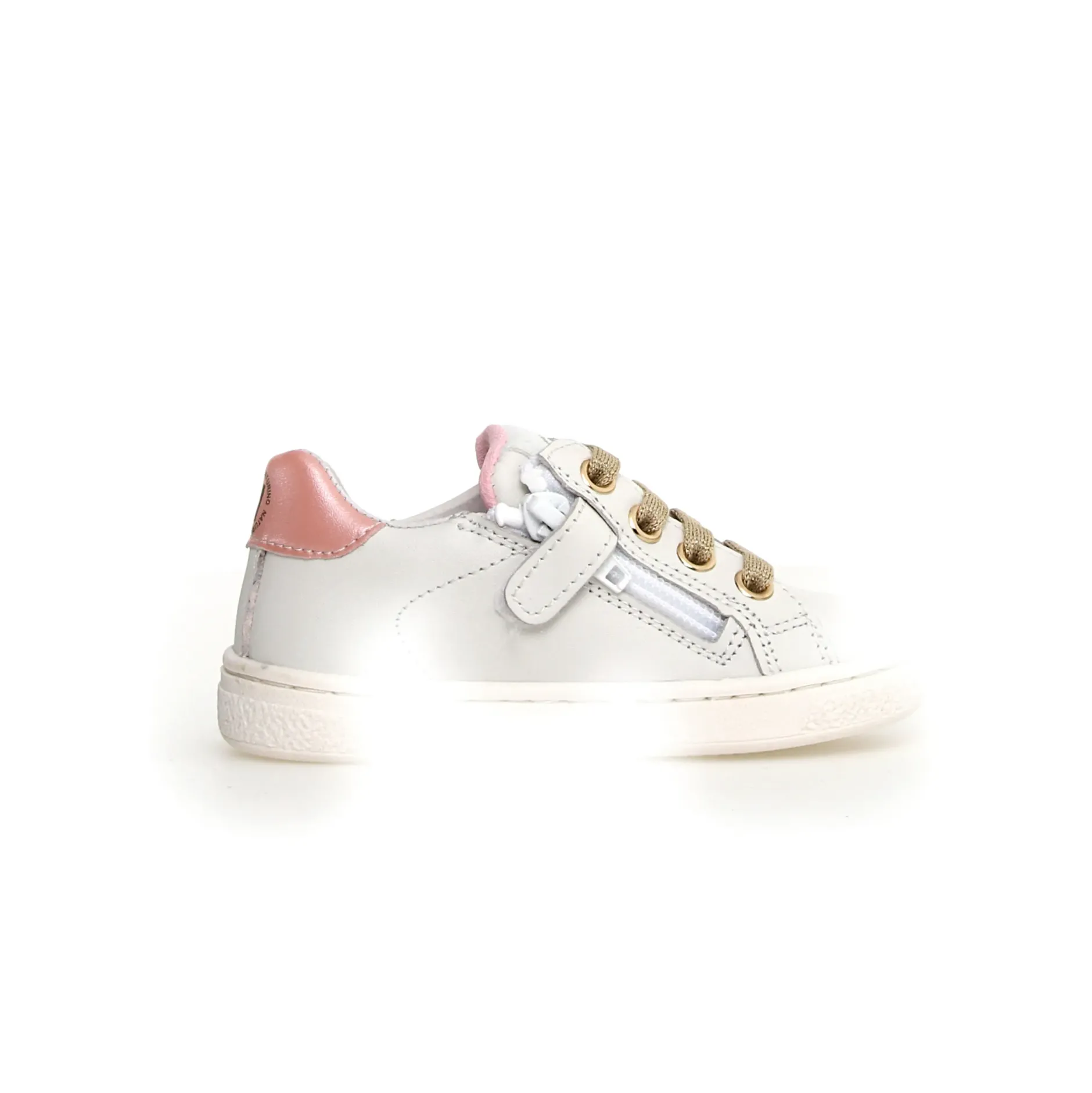 Naturino Girl's Pinn Zip Casual Shoes - Metallic White / Platinum / Pink Sale
