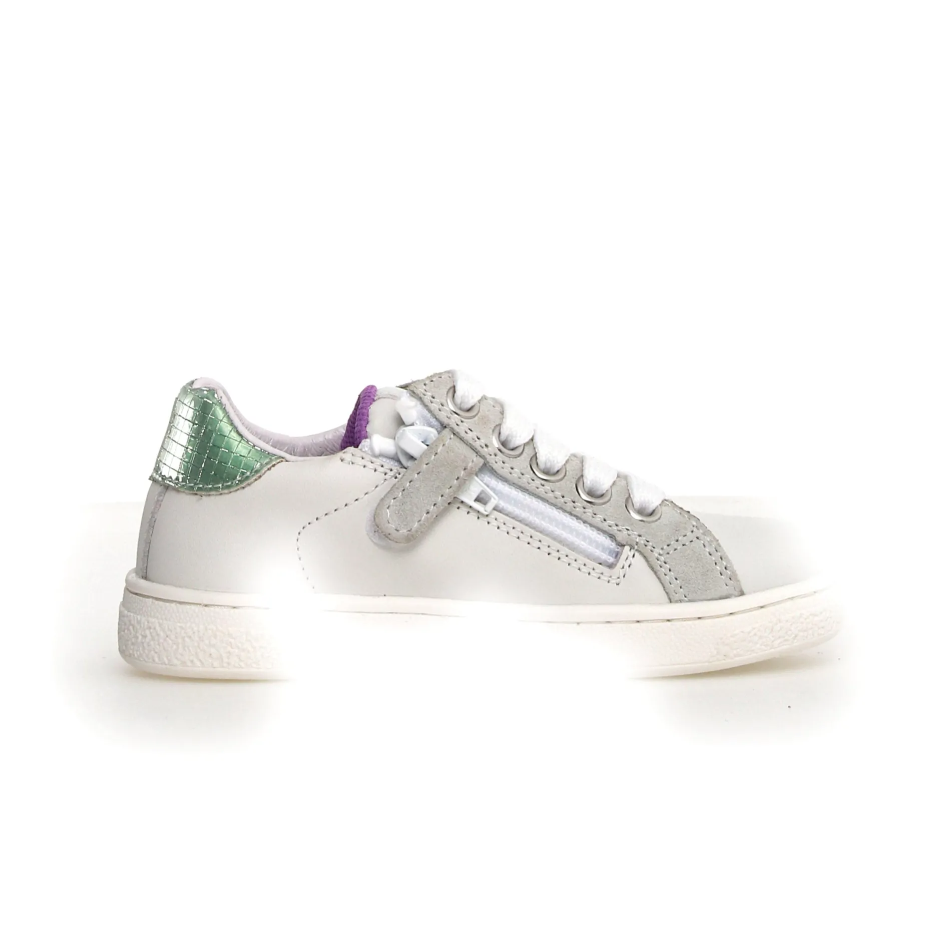 Naturino Girl's Pinn Zip Casual Shoes - White / Rose/ Capri Sale