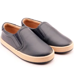 Old Soles Boy's and Girl's 1005 Hoff Leather Loafer Slip-on Shoes - Navy/Natural Fashion