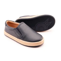 Old Soles Boy's and Girl's 1005 Hoff Leather Loafer Slip-on Shoes - Navy/Natural Fashion