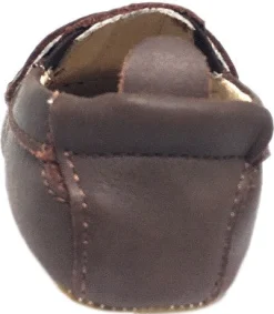 Old Soles Boy's and Girl's Distressed Brown Leather Bambini Domain Tassel Fringe Loafer Crib Walker Baby Shoe Fashion
