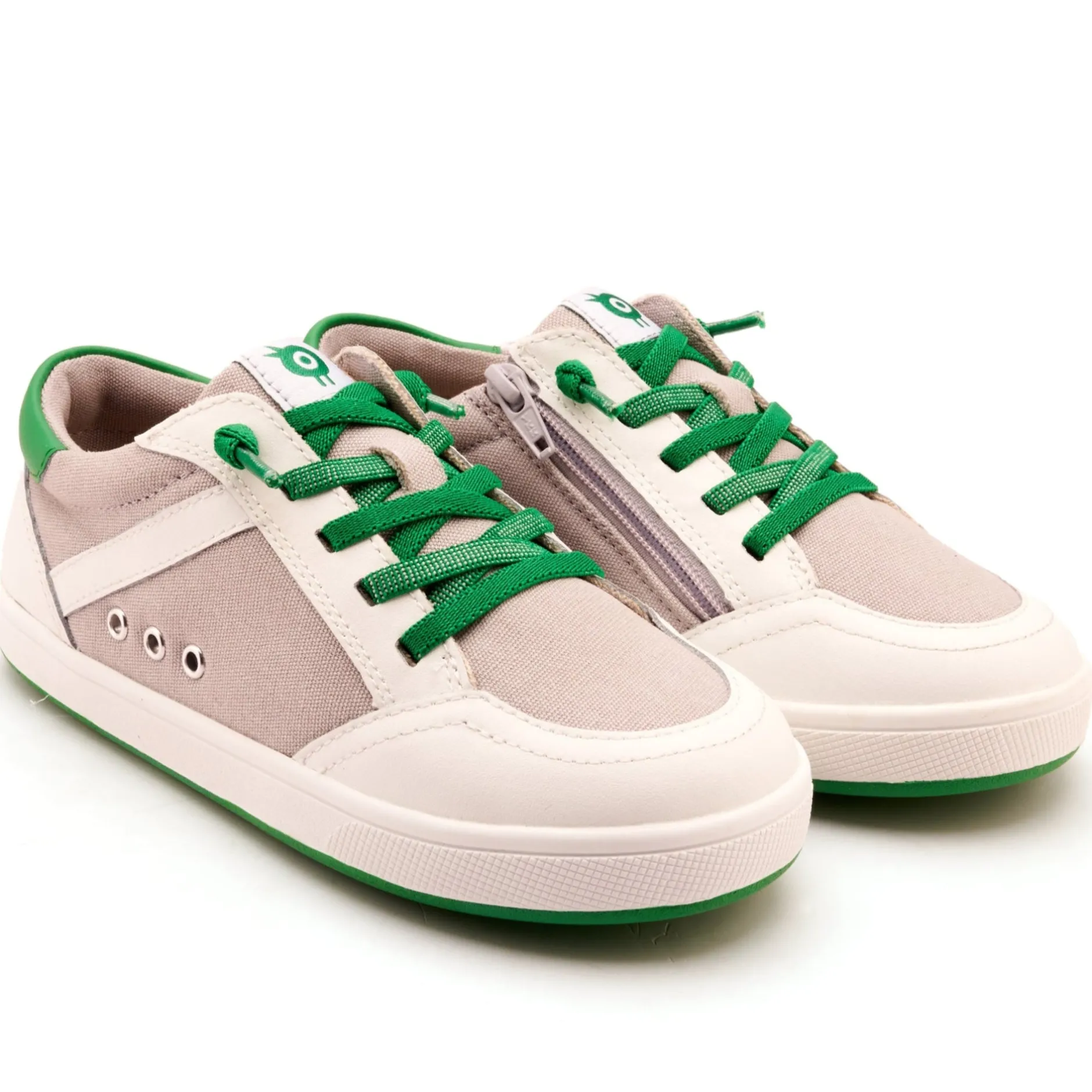 Old Soles Boy's Jet Casual Shoes - Light Grey Canvas / Snow / Neon Green Discount