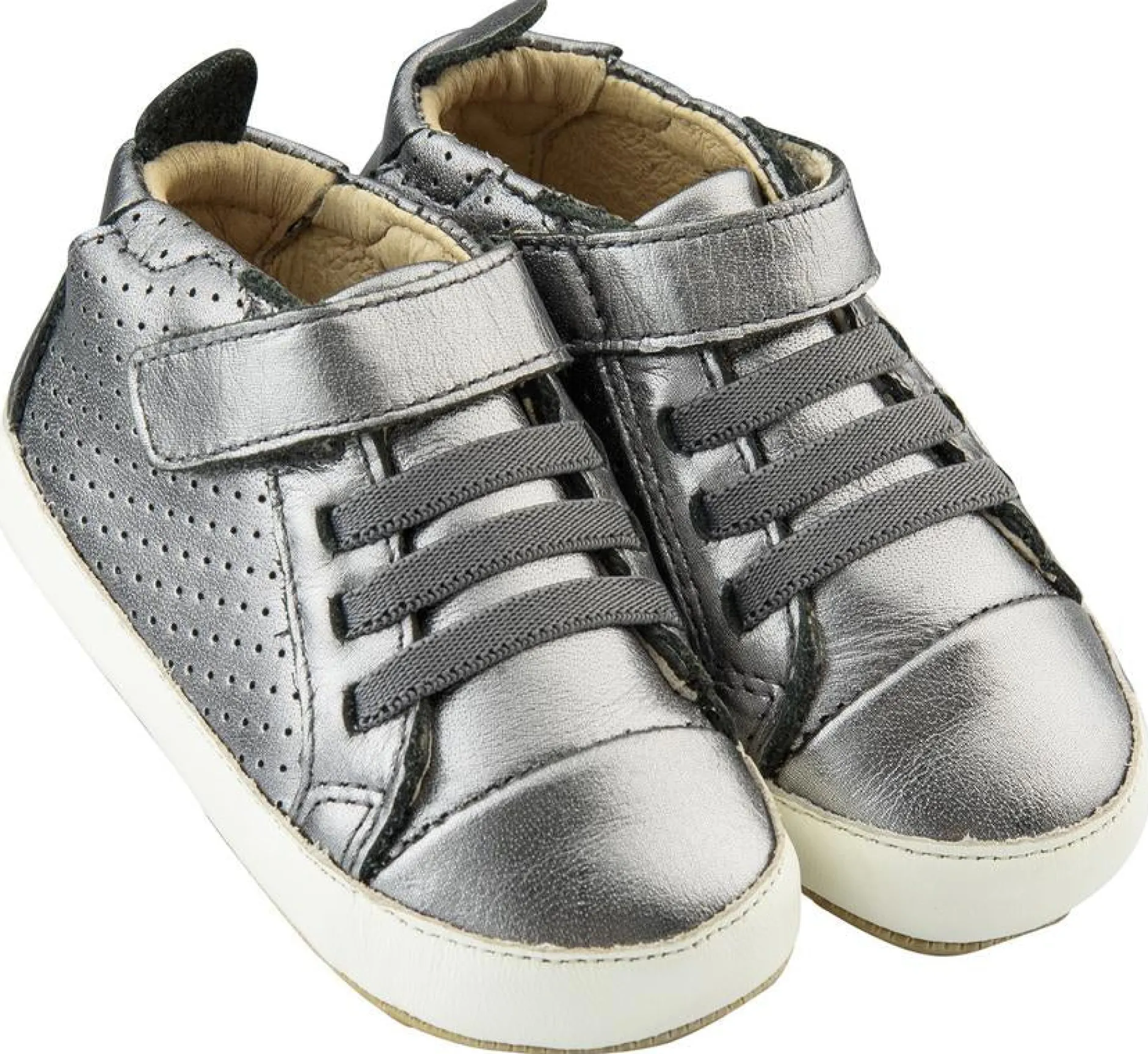 Old Soles Cheer Bambini First Walker Trainer Sneakers, Rich Silver / White Fashion