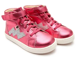 Old Soles Girl's 6137 Bolted Hightop Sneakers - Fuchsia Foil/Glam Argent Fashion