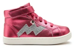 Old Soles Girl's 6137 Bolted Hightop Sneakers - Fuchsia Foil/Glam Argent Fashion