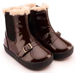 Old Soles Girl's 378 Buckle My Boot Casual Shoes - Brown Patent Hot