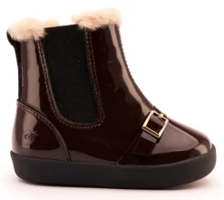 Old Soles Girl's 378 Buckle My Boot Casual Shoes - Brown Patent Hot