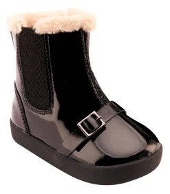 Old Soles Girl's 378 Buckle My Boot Booties - Black Patent Fashion