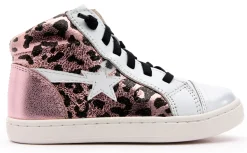 Old Soles Girl's 6117 Shoot-High Sneaker - Washed Pink Metallic/Snow/Pink Frost New