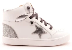 Old Soles Girl's 1003 Starling Casual Shoes - Snow / Silver / Glam Argent / White Sole Fashion
