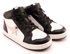 Old Soles Girl's 1007 Team-Star Casual Shoes - Snow / Powder Pink / Black / White Black Sole New
