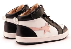 Old Soles Girl's 1007 Team-Star Casual Shoes - Snow / Powder Pink / Black / White Black Sole New