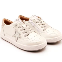 Old Soles Girl's Platinum Runner Casual Shoes - Nacardo Blanco / Gris / Glam Argent Clearance