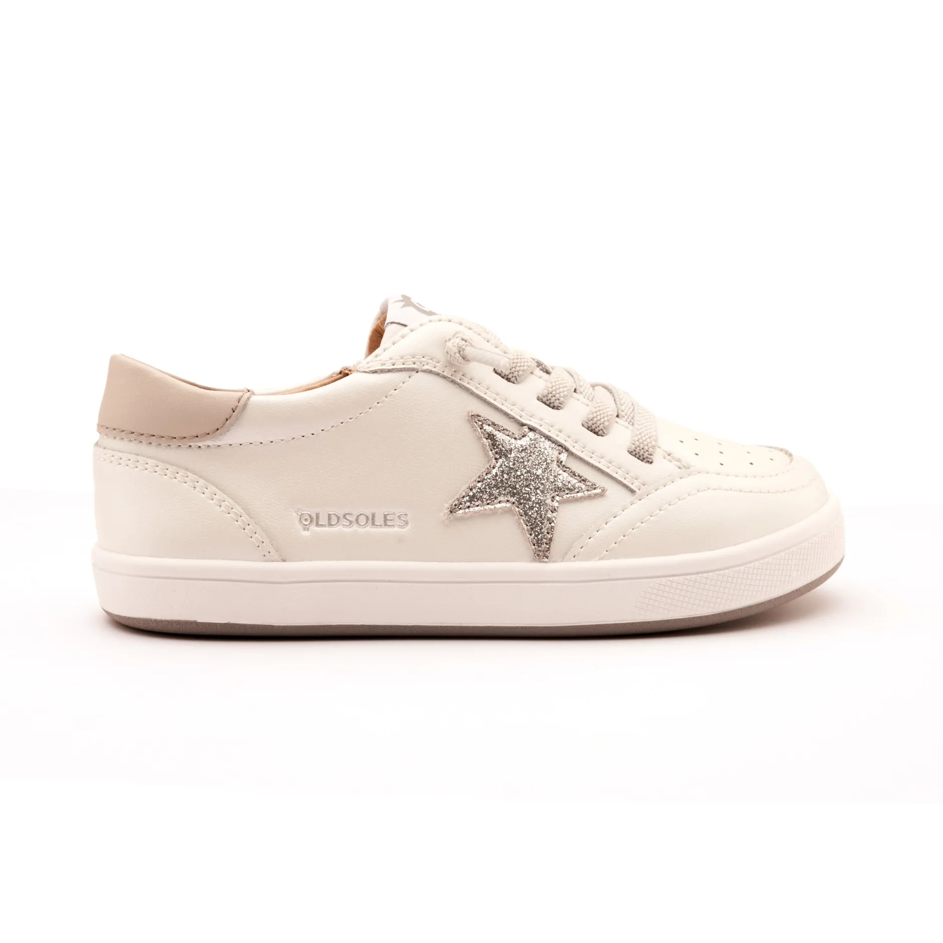 Old Soles Girl's Platinum Runner Casual Shoes - Nacardo Blanco / Gris / Glam Argent Clearance