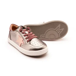 Old Soles Girl's Platinum Runner Casual Shoes - Rich Silver / Malva / Powder Pink Sale