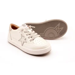 Old Soles Girl's Platinum Runner Casual Shoes - Nacardo Blanco / Gris / Glam Argent Clearance