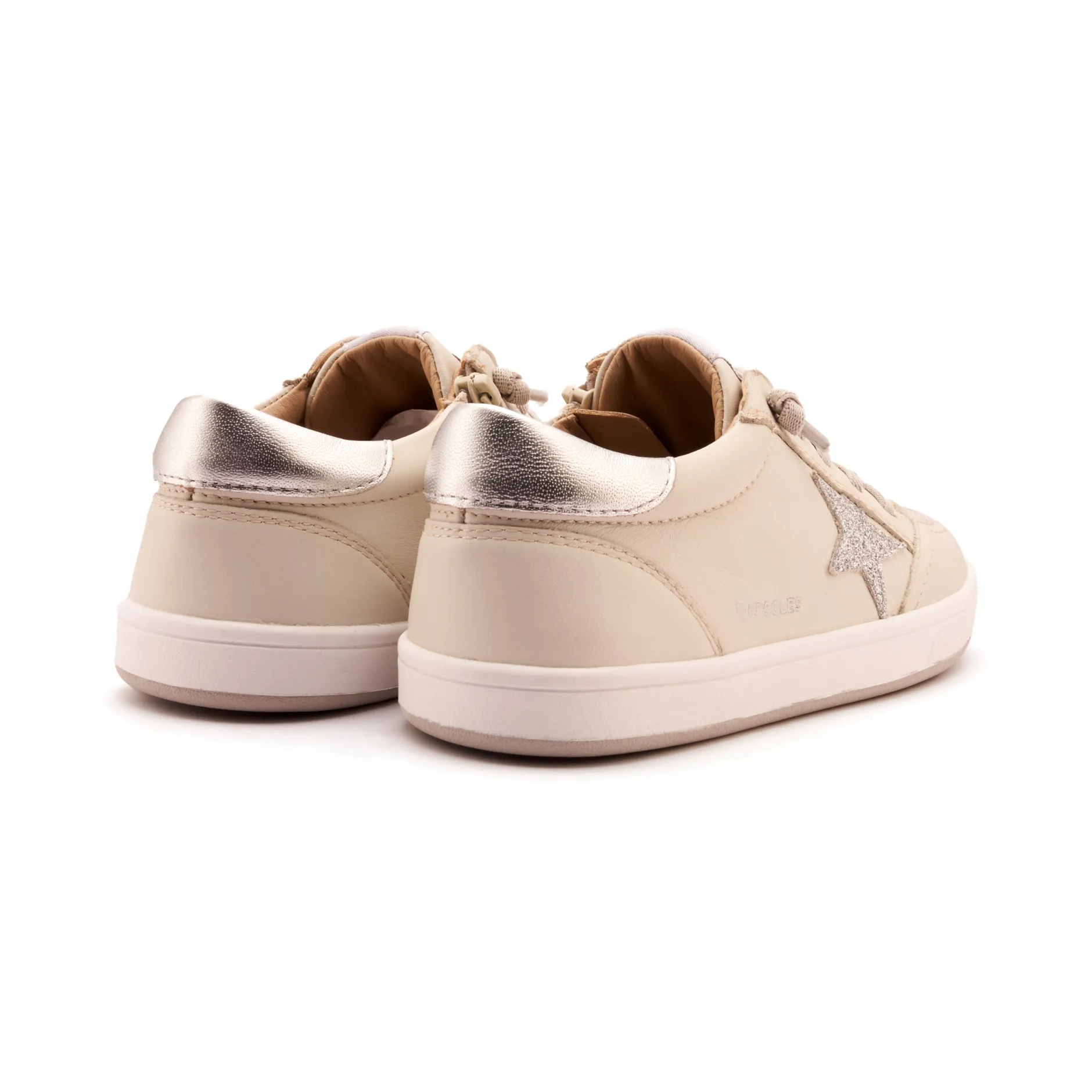 Old Soles Girl's Platinum Runner Casual Shoes - Vanilla / Glam Argent / Silver New