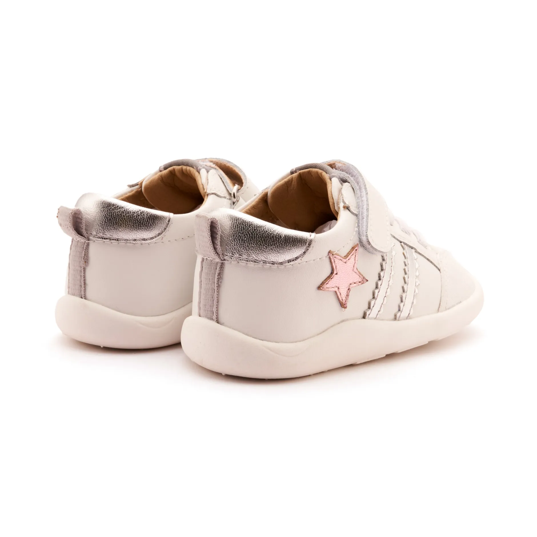 Old Soles Girl's WOS Ground Casual Shoes - Snow / Silver / Pink Frost Clearance