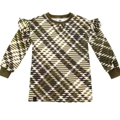 OMAMImini Plaid Sweatshirt Dress - Olive Hot