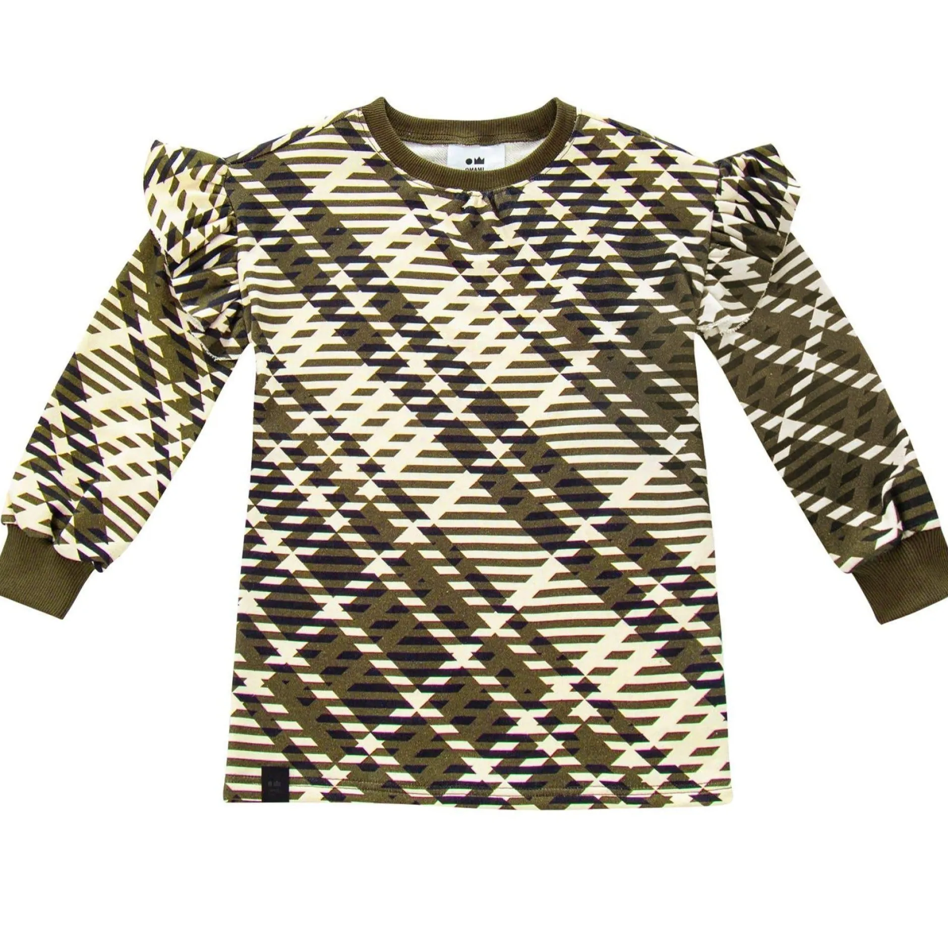 OMAMImini Plaid Sweatshirt Dress - Olive Hot