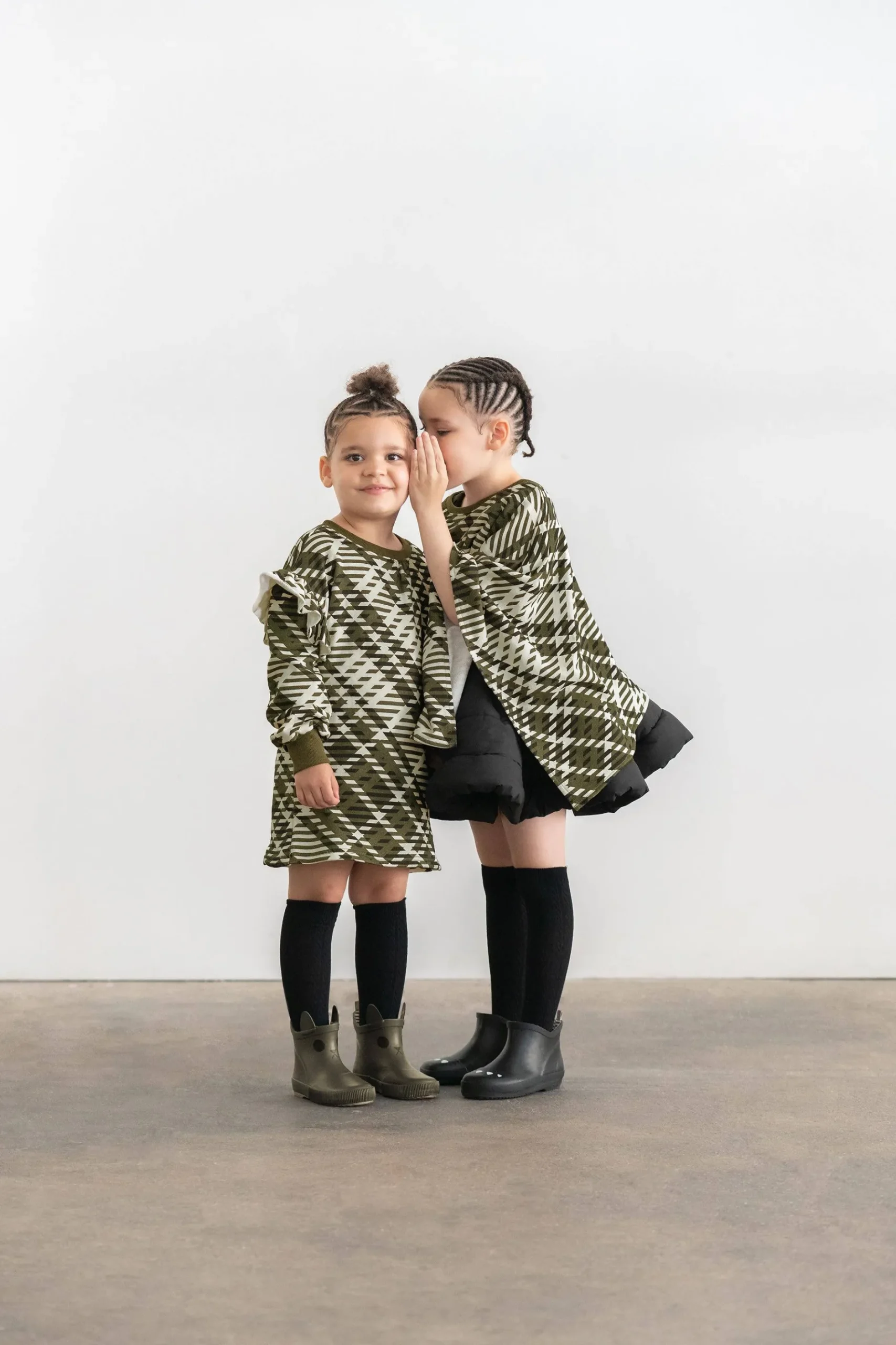 OMAMImini Plaid Sweatshirt Dress - Olive Hot