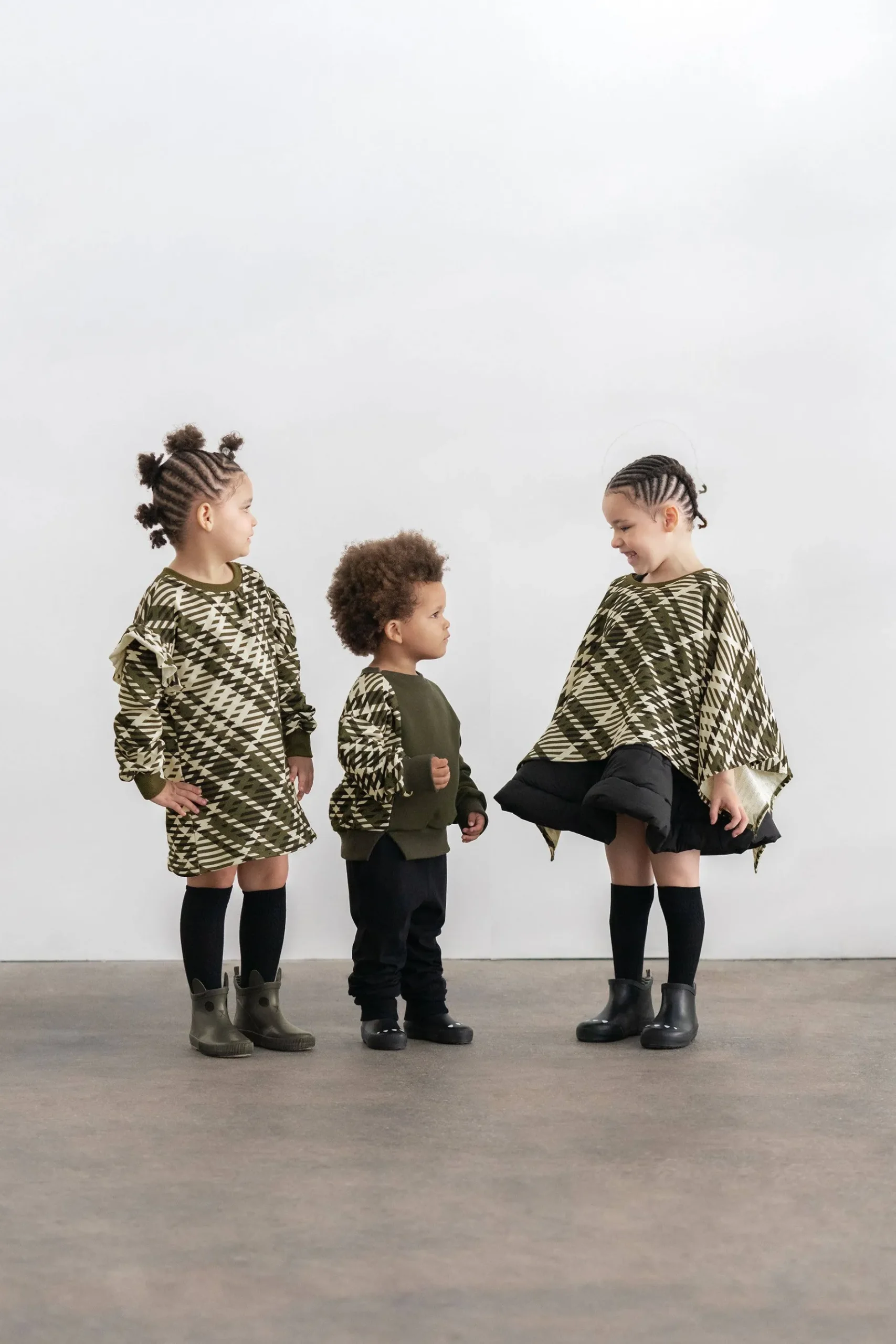OMAMImini Plaid Sweatshirt Dress - Olive Hot