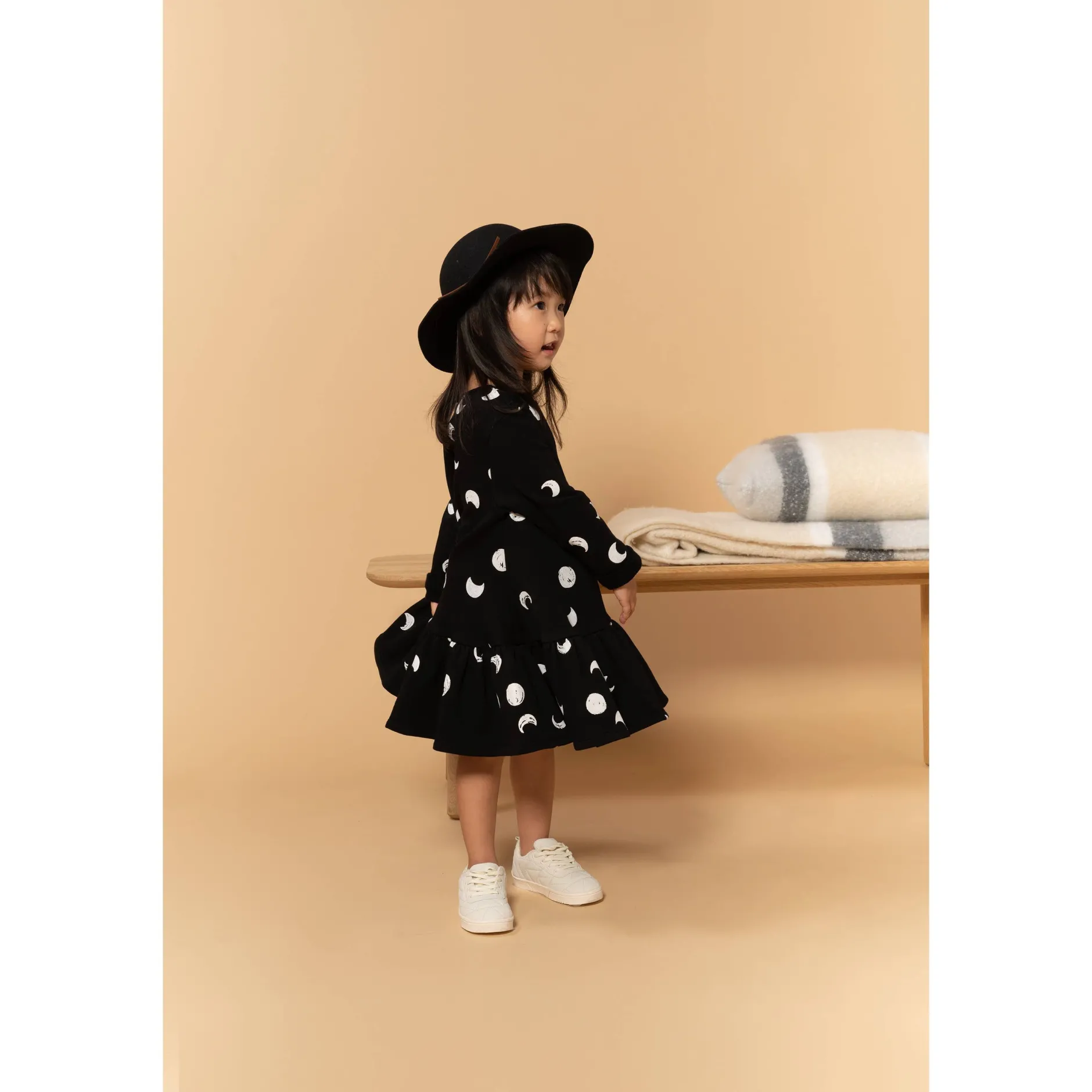 OMAMImini Terry Dress with Ruffle - Black Discount