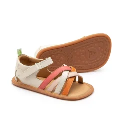 Tip Toey Joey Girl's Criss Cross Sandals - Tapioca / Tangerine / Coral Matte Sale