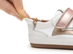 Tip Toey Joey Girl's Landy Sneakers - White / Champagne / Rose Gold Outlet